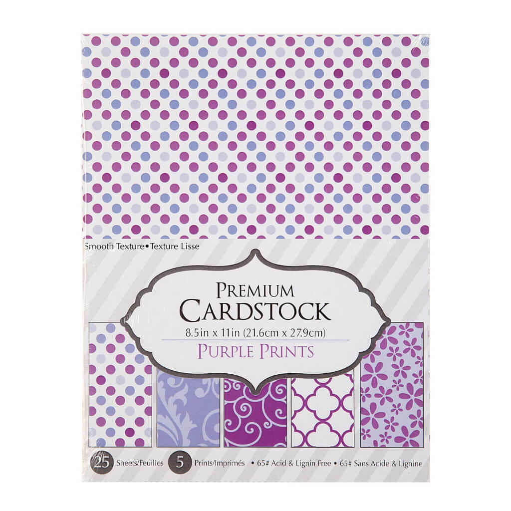 Patterned Purple Cardstock Paper 8.5in x 11in 25 Sheets