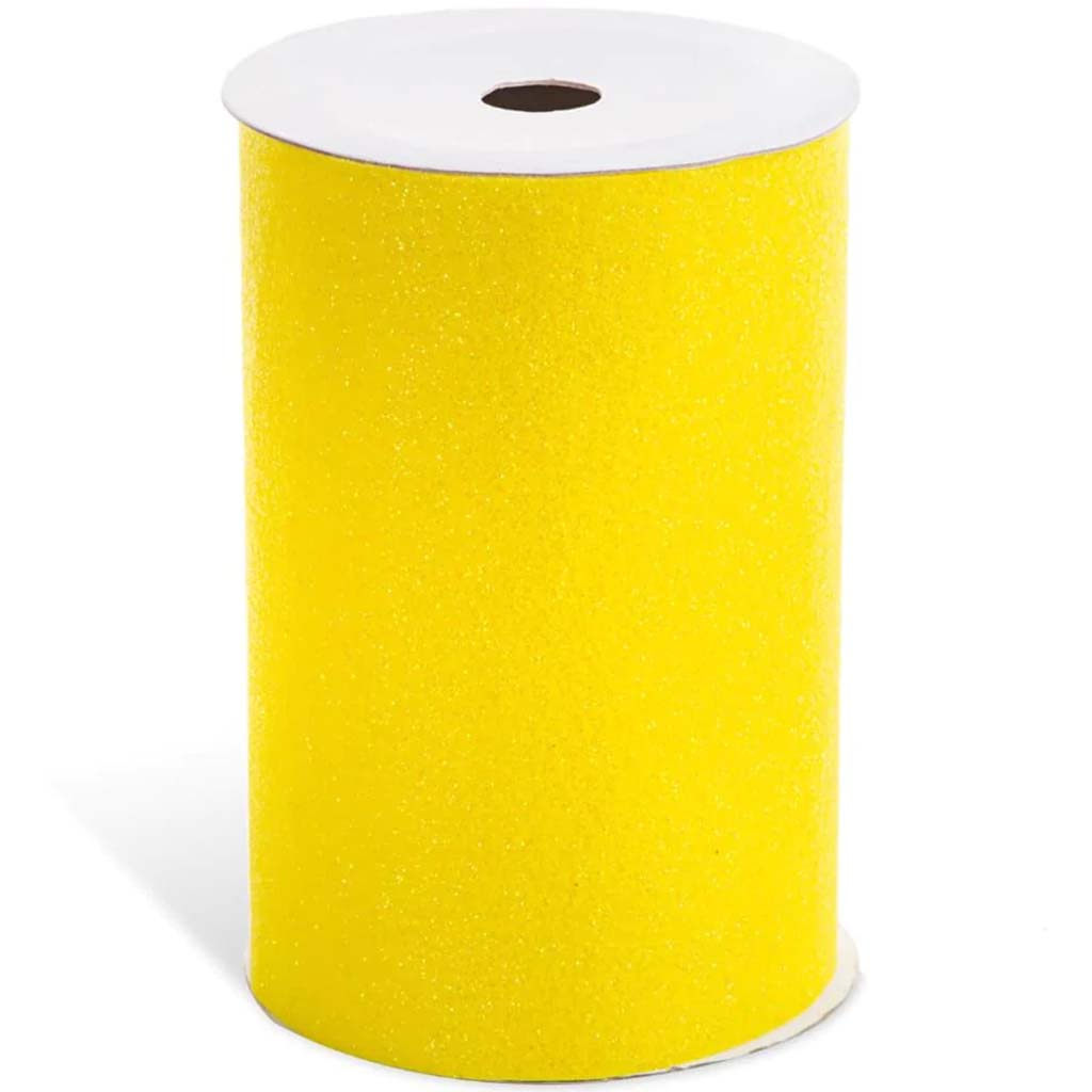 RIBBON FELT GLITTERED YELLOW 6IN X 3YRDS 