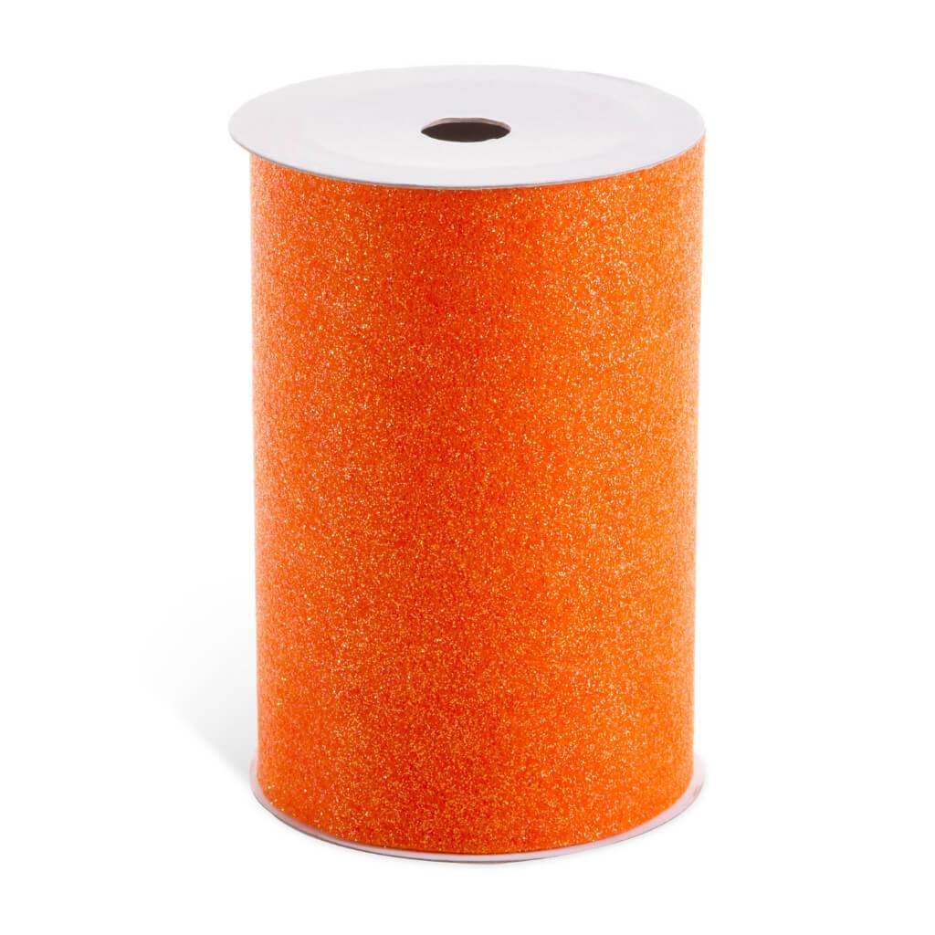 RIBBON FELT GLITTERED ORANGE 6IN X 1YRD 