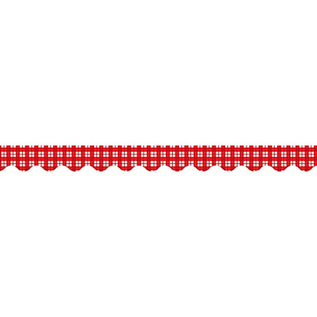 Scalloped Border Trim Red Plaid 35ft