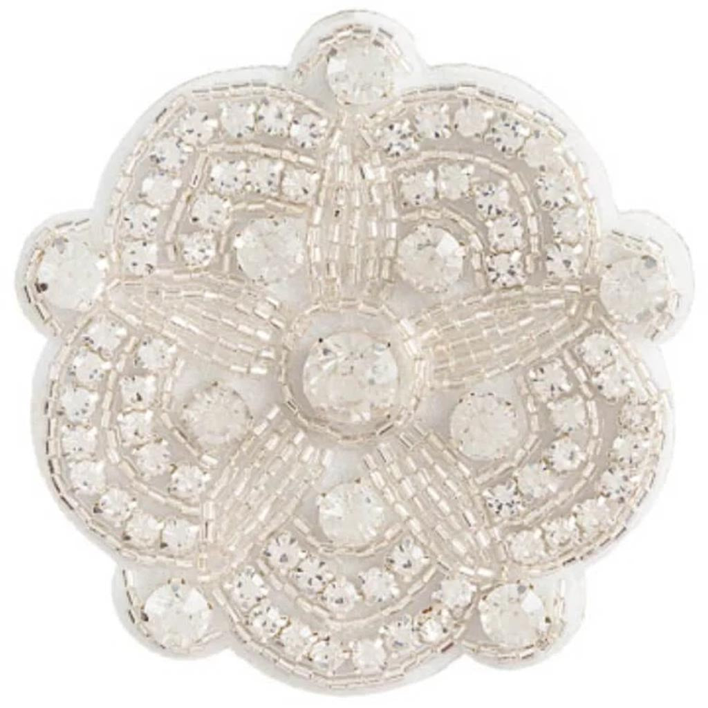 David Tutera Silver Bridal Applique: Round Scallop Shape w/Beading &amp; Rhinestones 