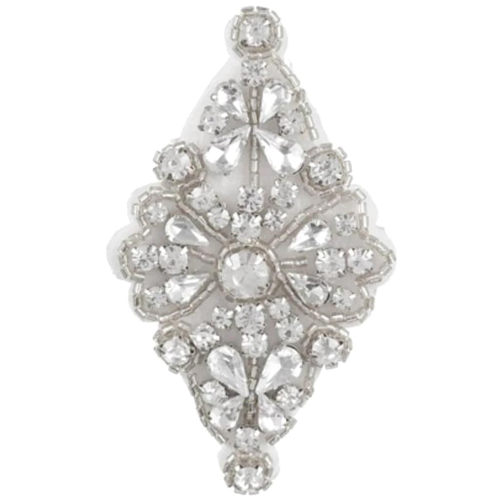 David Tutera Silver Bridal Applique: Diamond-Shape w/Beading &amp; Rhinestones 