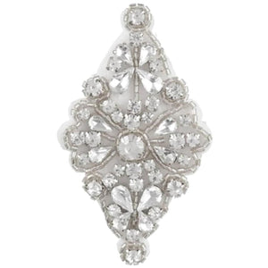 David Tutera Silver Bridal Applique: Diamond-Shape w/Beading & Rhinestones 