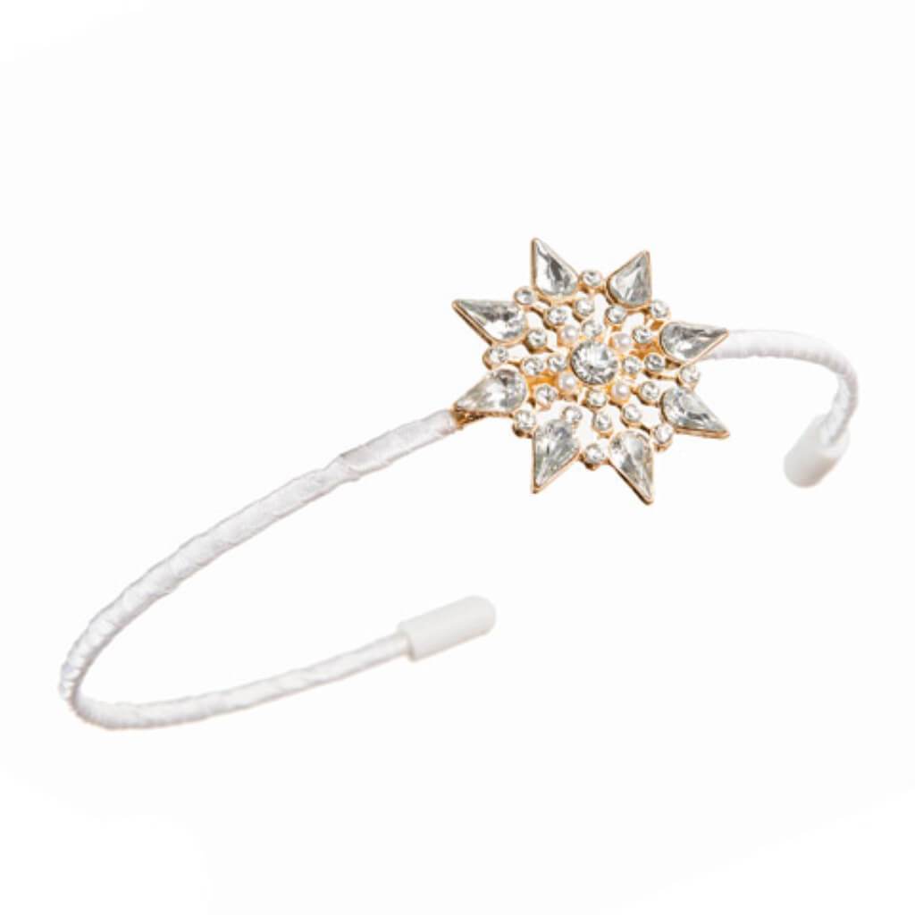 David Tutera™ Flower Girl Headband: White Headband w/Starburst Embellishment 