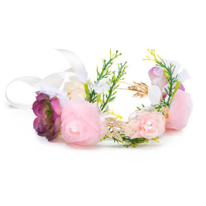 David Tutera™ Artificial Bridal Flower Crown w/Pink, Purple & Green Flowers