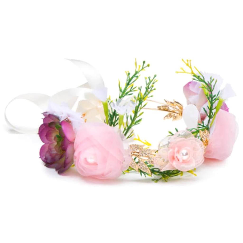 David Tutera™ Artificial Bridal Flower Crown w/Pink, Purple &amp; Green Flowers 