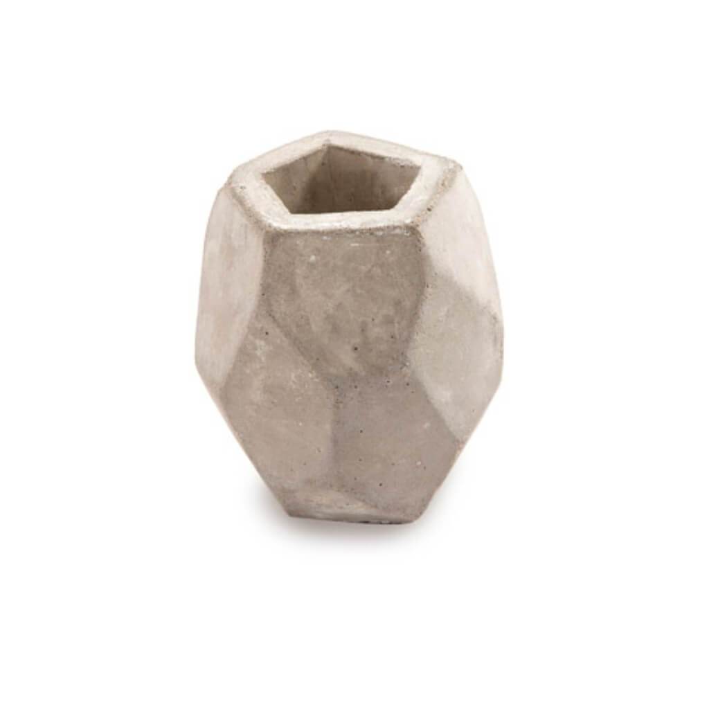 Cement Planter Pot with Gem Faceted Edges 2.75 x3in