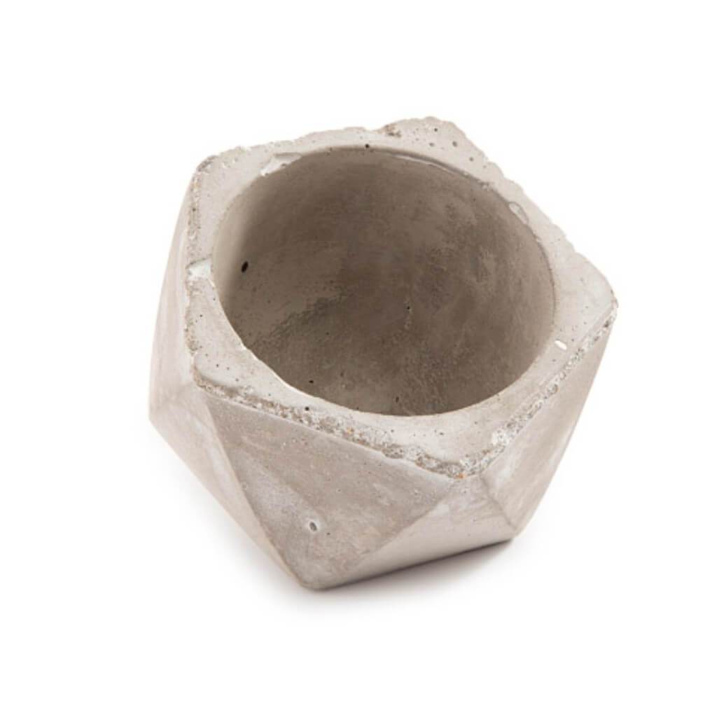 CEMENT PLANTER POT ANGLED WITH LARGE OPENING 5X4.5IN 