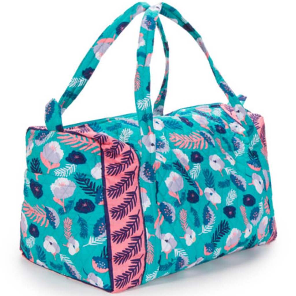 BAG QUILTED FABRIC DUFFLE BLUE FLORAL 