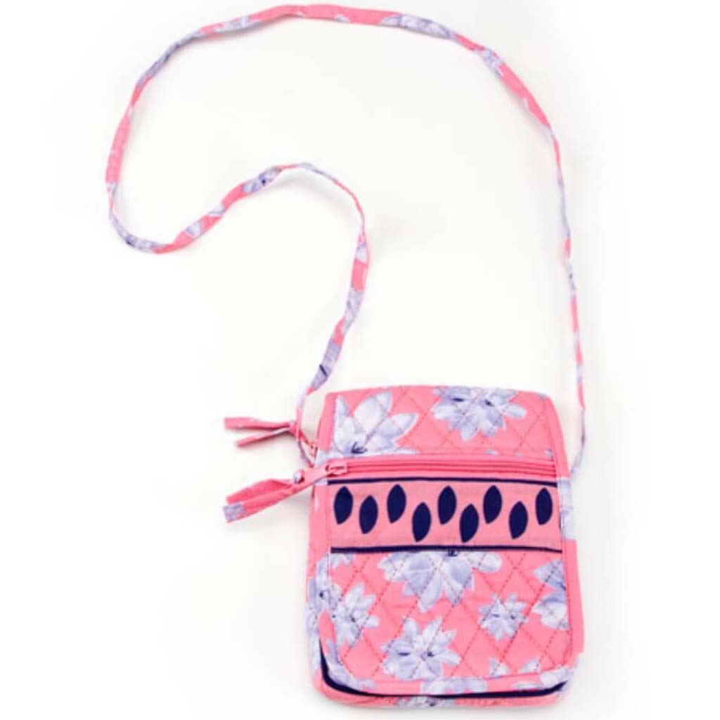 BAG QUILTED FABRIC CROSSBODY LAVENDER SUCCLENTS 