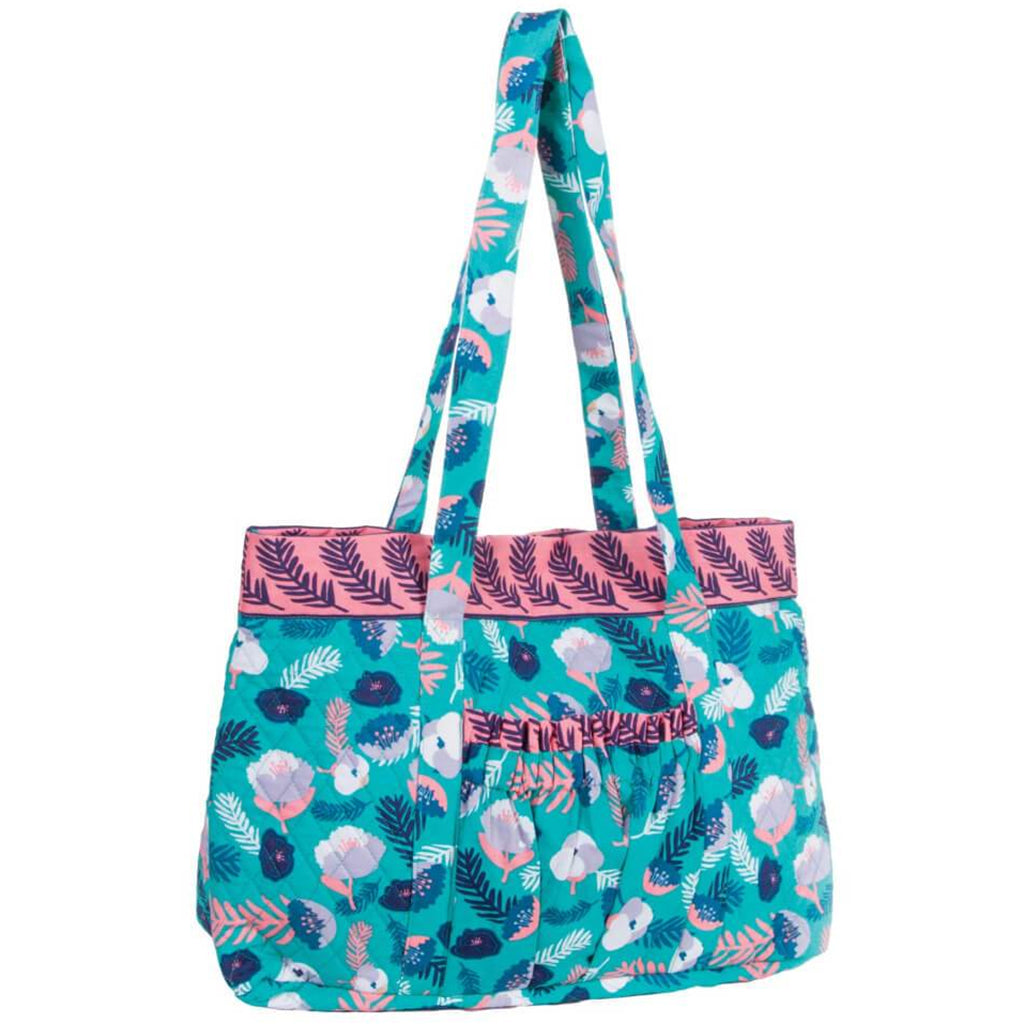 FABRIC TOTE BAG FLORAL BLUE 