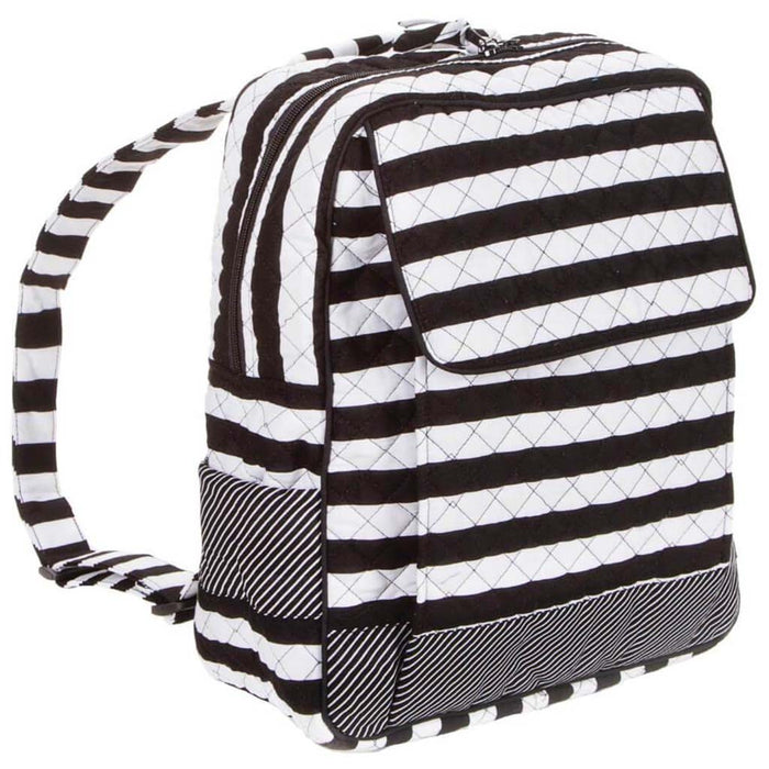 FABRIC QUILTED BACKPACK STRIPE BLACK & WHITE 