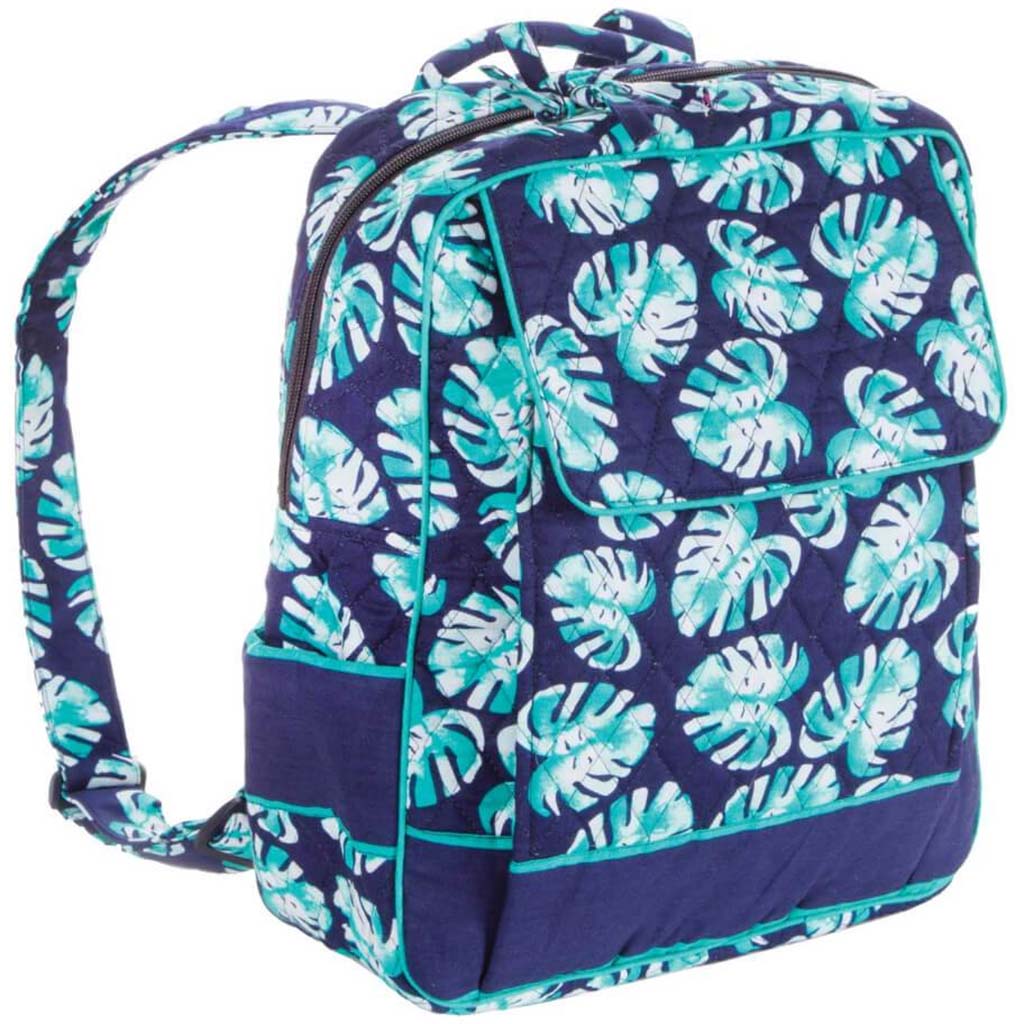 FABRIC BACKPACK PALM LEAVES NAVY/GREEN 