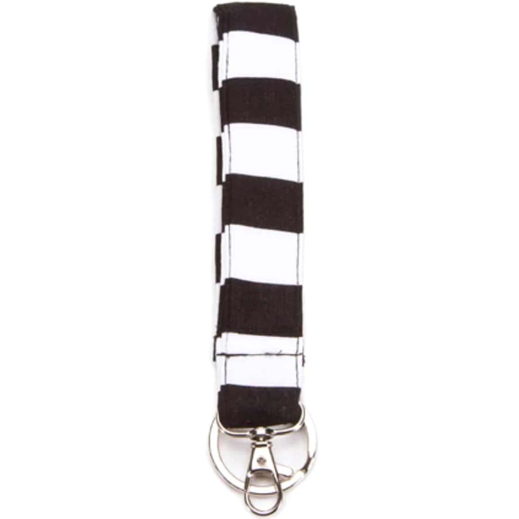 FABRIC LANYARD 7.5IN STRIPES BLACK/WHITE 