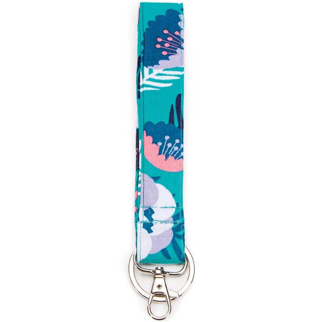 FABRIC LANYARD 7.5IN FLORAL BLUE 