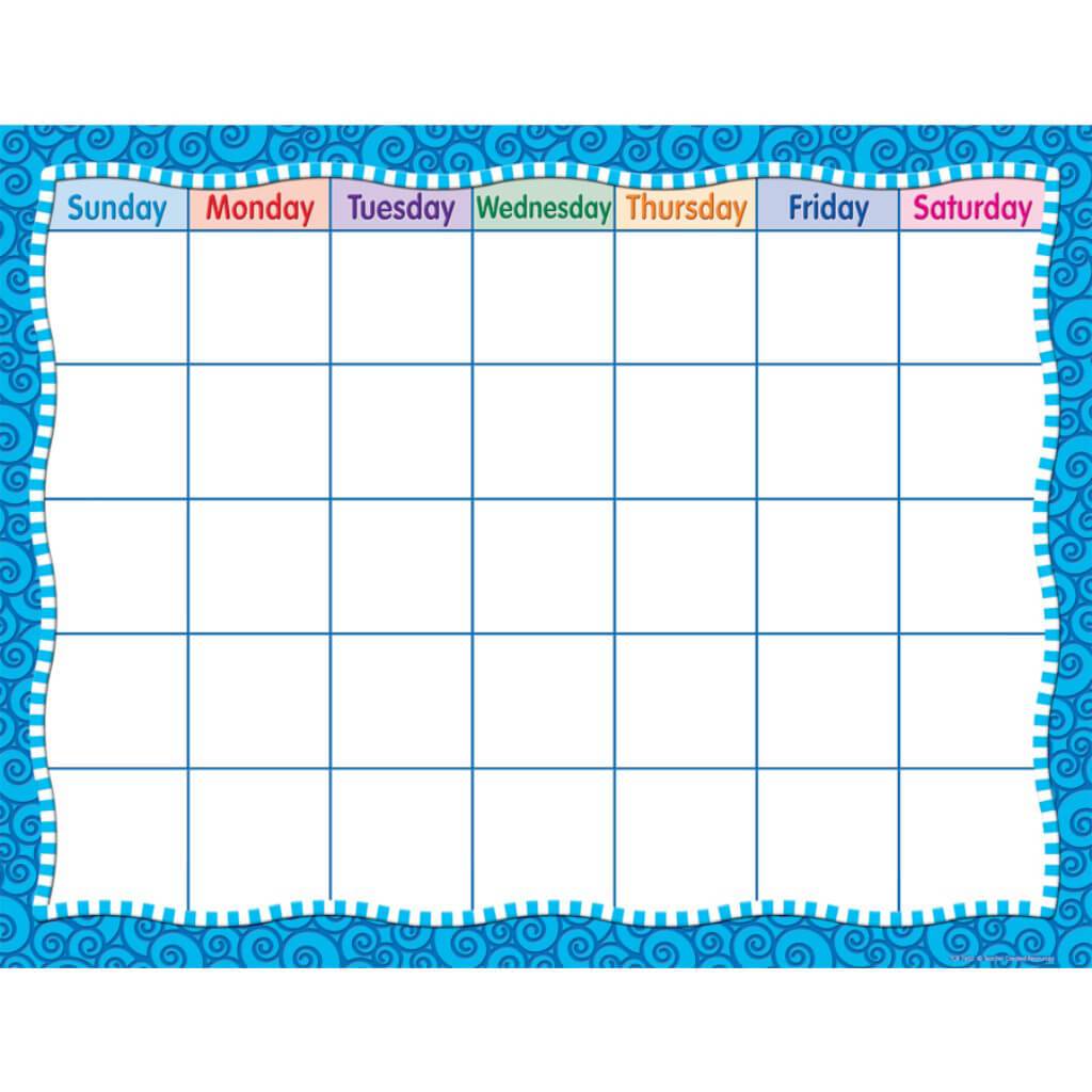 Blue Swirls Calendar Chart 
