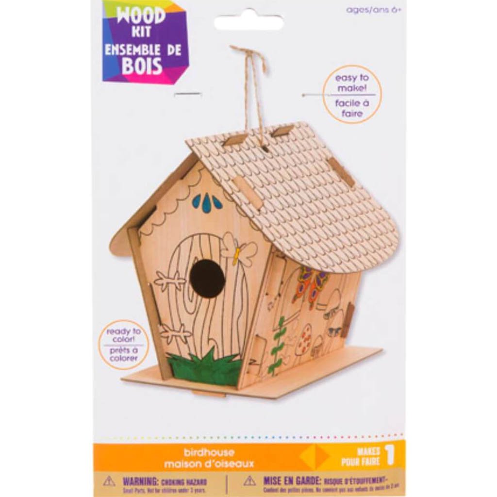 Fairy Birdhouse Color-In Kit: Wood 6.5 inches 