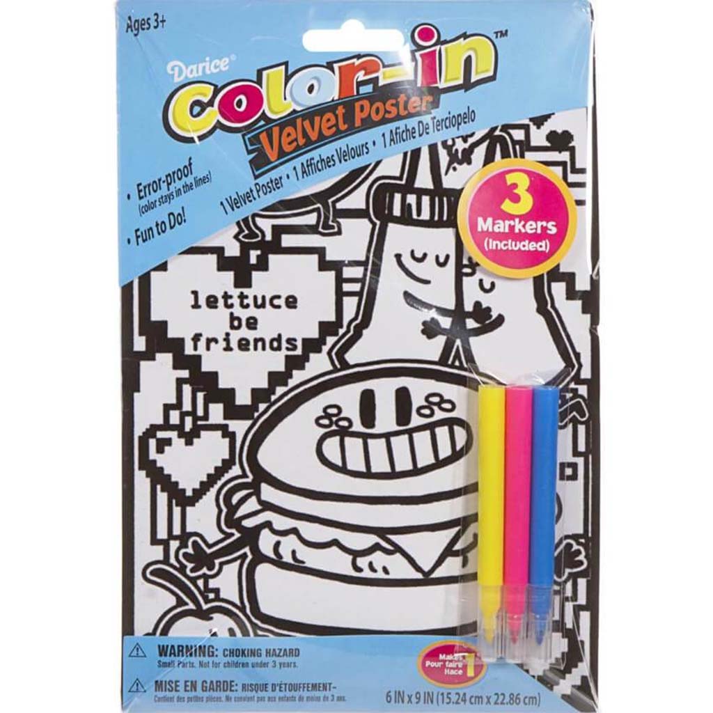 VELVET POSTER COLORING DOODLE MONSTER 6X9IN 