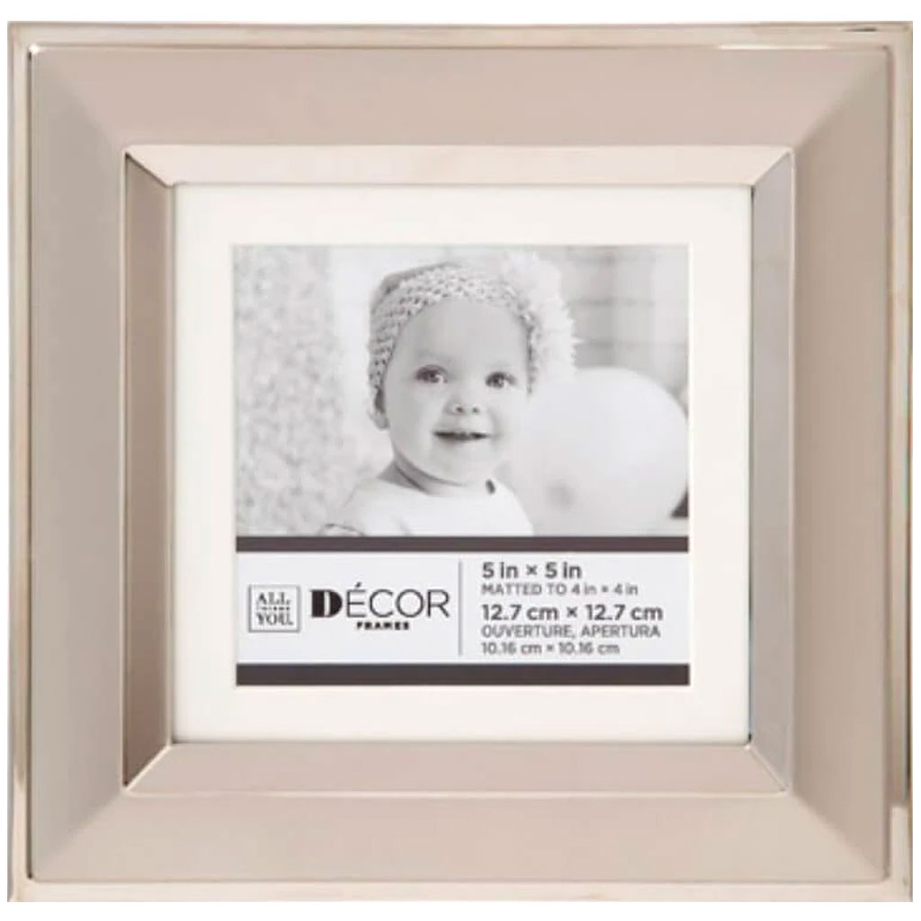 All Things You™ Beveled Two-Tone Square Picture Frame w/Matting: 5x5 to 4x4 