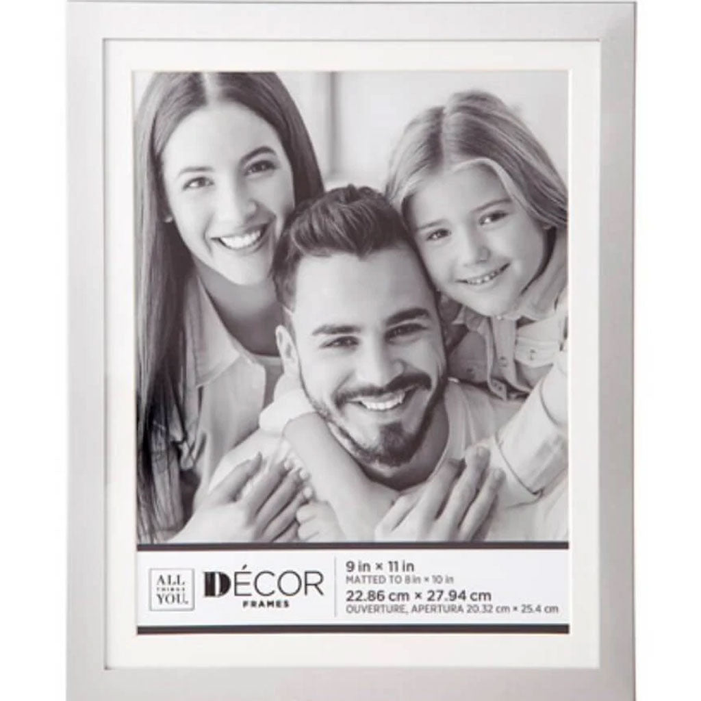 All Things You™ Simple Silver Picture Frame w/Matting: 9x11 to 8x10 