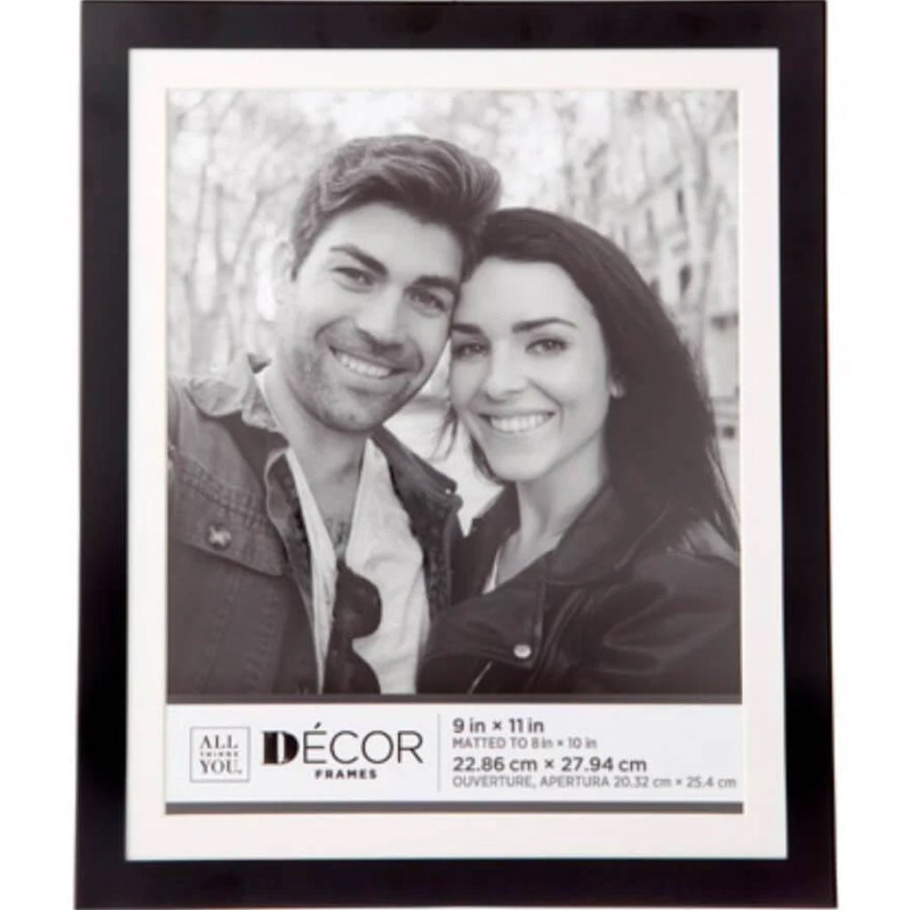 All Things You™ Simple Black Picture Frame w/Matting: 9x11 to 8x10 