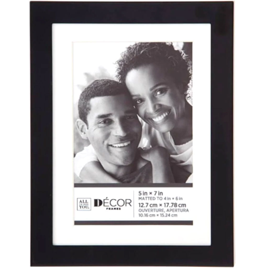 All Things You™ Simple Black Picture Frame w/Matting: 5x7 to 4x6 