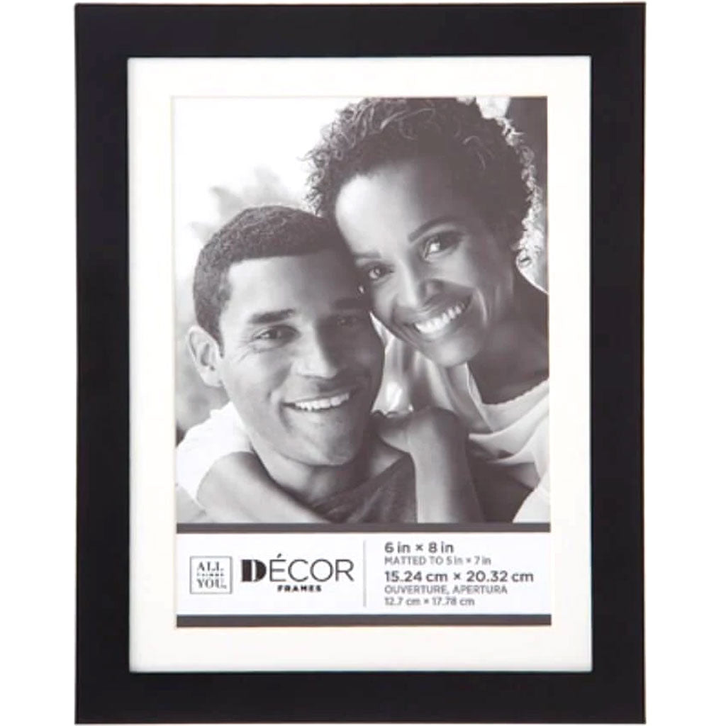 All Things You™ Simple Black Picture Frame w/Matting: 6x8 to 5x7 