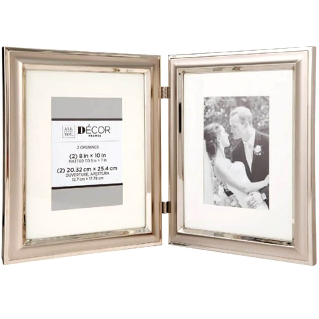 All Things You™ Hinged Silver Metal Picture Frame w/Matting: 8x10 to 5x7 