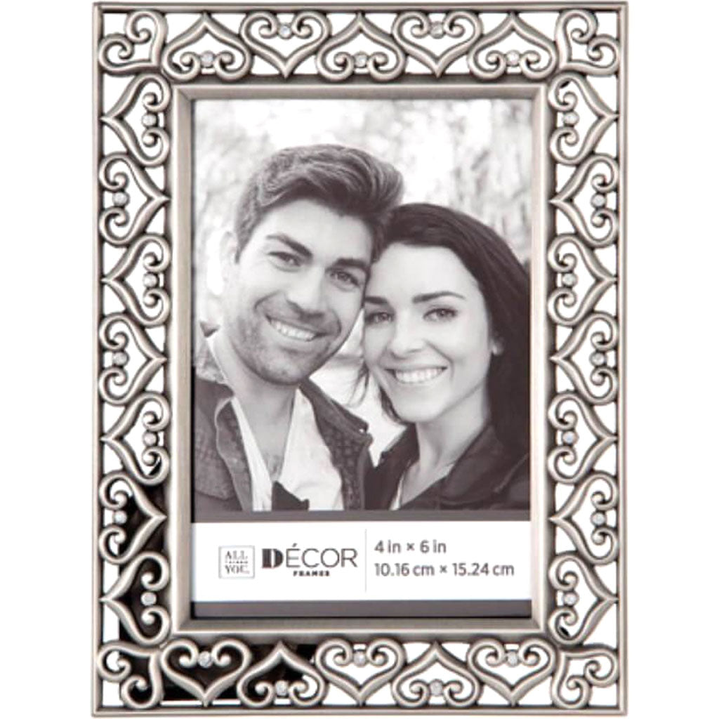 All Things You Jeweled Hearts Pewter Picture Frame: 4 x 6 inches 