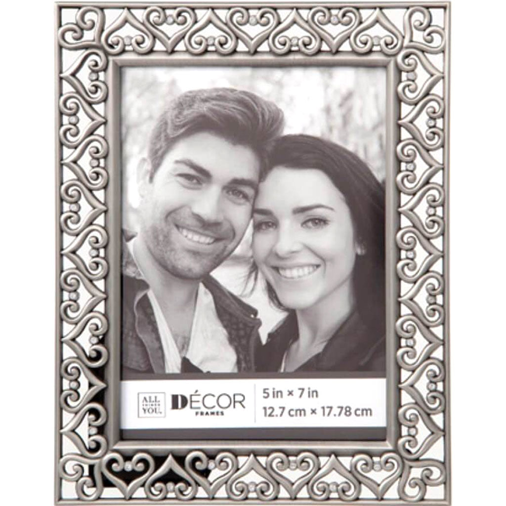 All Things You Jeweled Hearts Pewter Picture Frame: 5 x 7 inches 