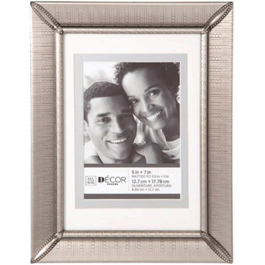 All Things You™ Pewter Picture Frame w/Matting &amp; Etched Design: 5x7 to 3.5x5 