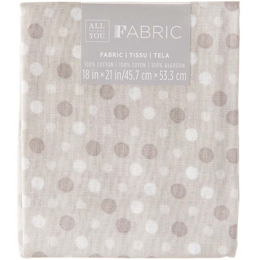 FABRIC FLAT QUILTING POLKA DOT GRAY 18X21IN 