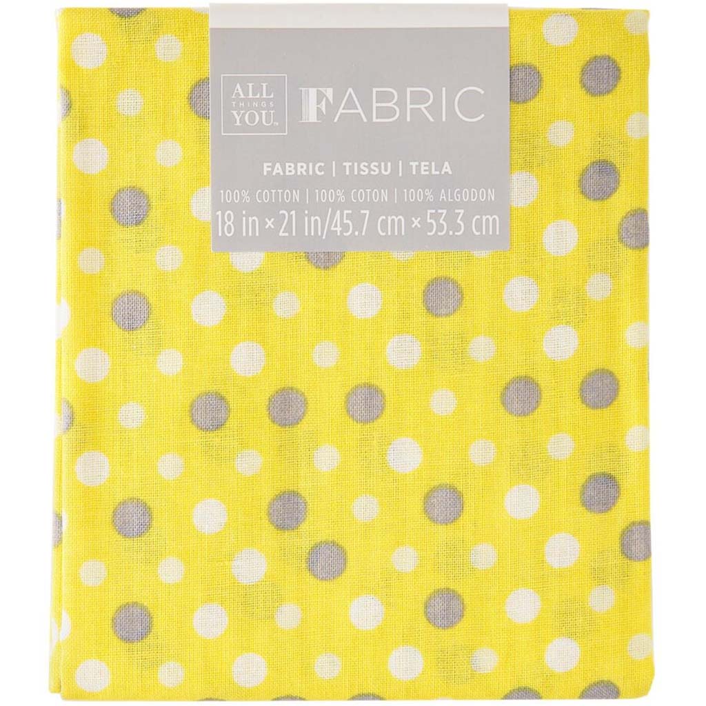 FABRIC FLAT QUILTING POLKA DOT YELLOW 18X21IN 