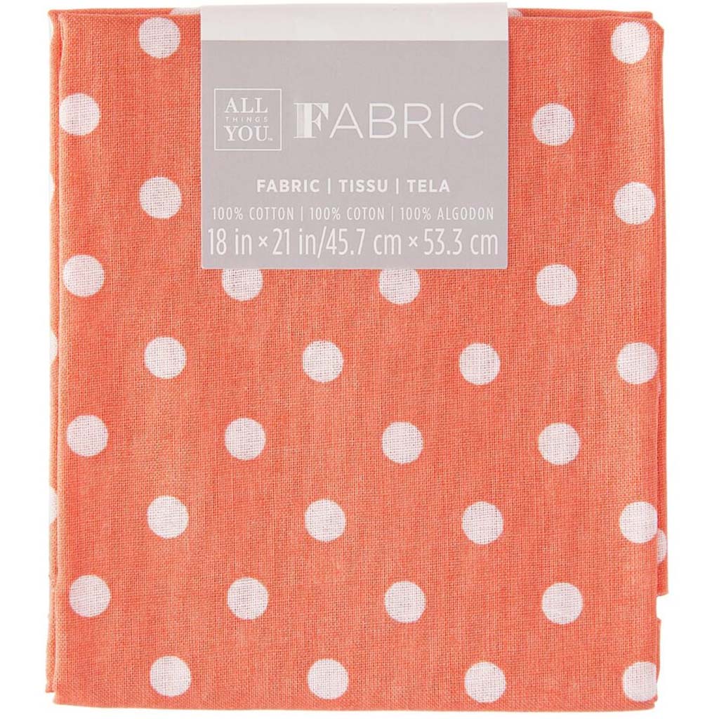 FABRIC FLAT QUILTING POLKA DOT CORAL 18X21IN 