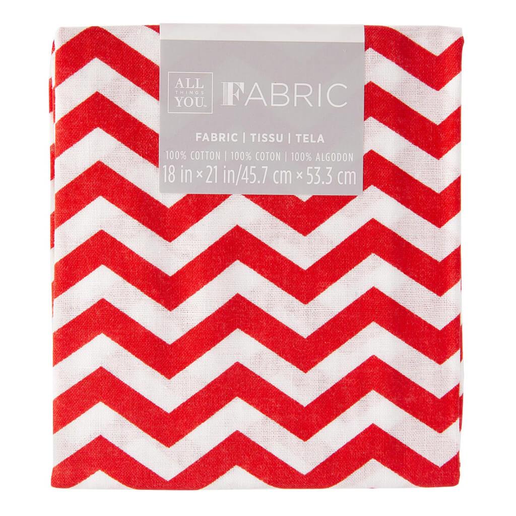 FABRIC FLAT QUILTING CHEVRON RED 18X21IN 