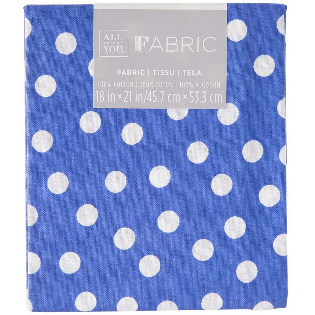 FABRIC FLAT QUILTING POLKA DOT BLUE 18X21IN 