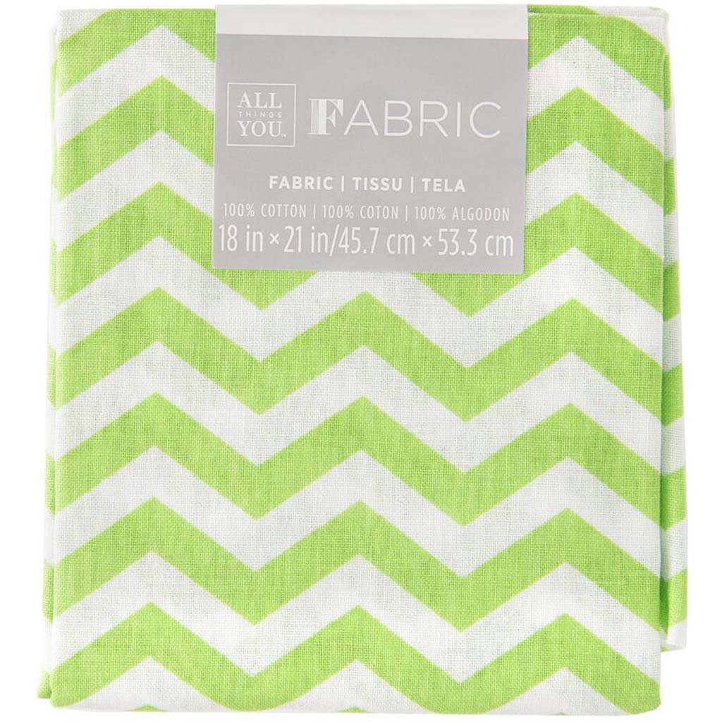 FABRIC FLAT QUILTING CHEVRON GREEN 18X21IN 