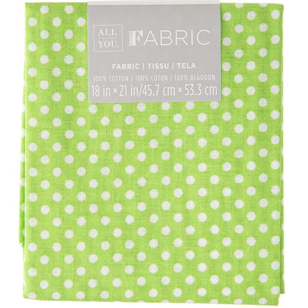 FABRIC FLAT QUILTING POLKA DOT GREEN 18X21IN 