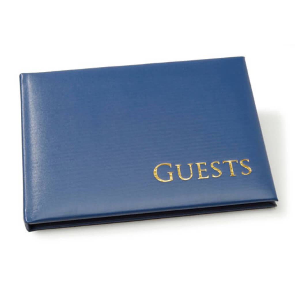 GUEST BOOK EMBOSSED GOLD ROYAL BLUE 8.5X6.25IN 