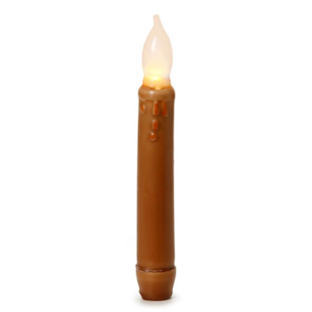 Wax Dipped LED Taper Candle Mustard 6 inches 2 pieces 