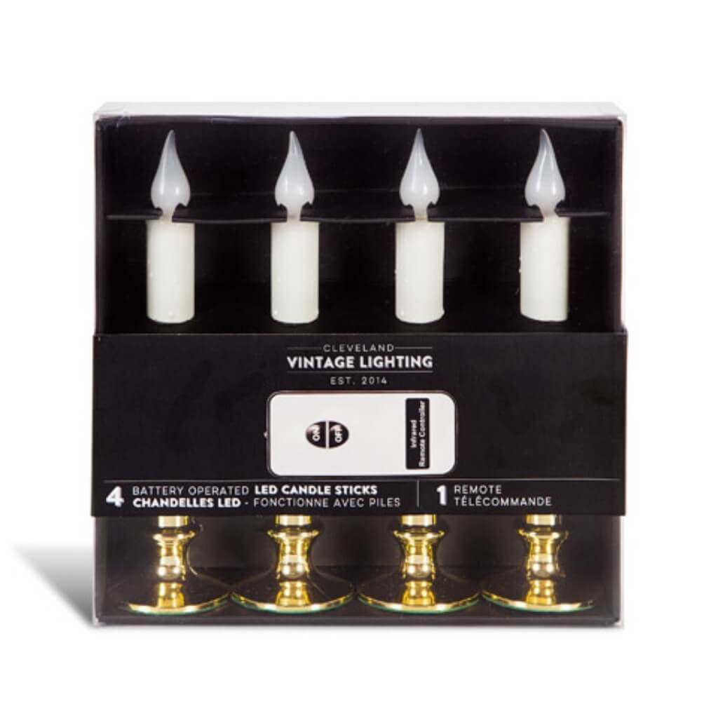 Cleveland Vintage Lighting Battery-Operated LED Gold Base Candlesticks with Remote 5 pieces 