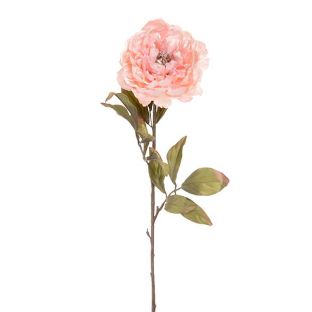 Artificial Peony Long Stem Glitter Pink 26 inches 