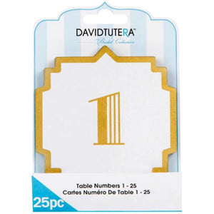 David Tutera Art Deco Table Numbers Cream/Gold 25 pieces 