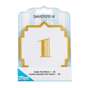 David Tutera Art Deco Table Numbers Cream/Gold 25 pieces
