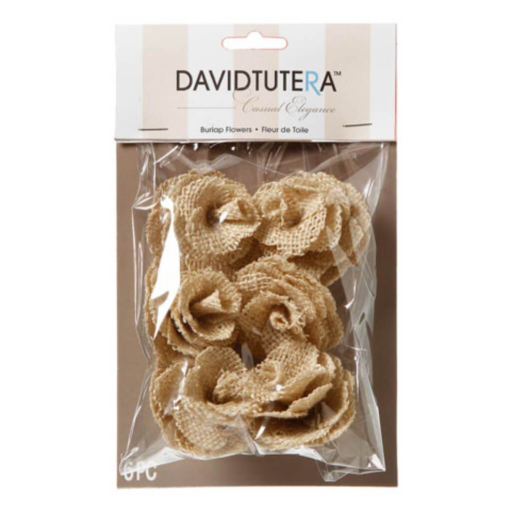 David Tutera Burlap Flowers Cream 2.5 x 1 inches 6 pieces