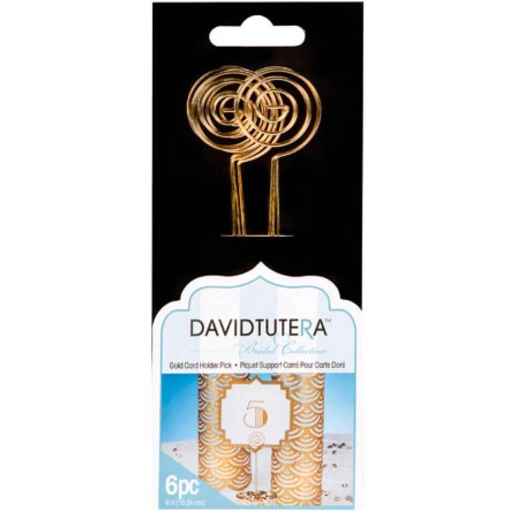 David Tutera Card Holder Picks Gold 6 inches 6 pieces 