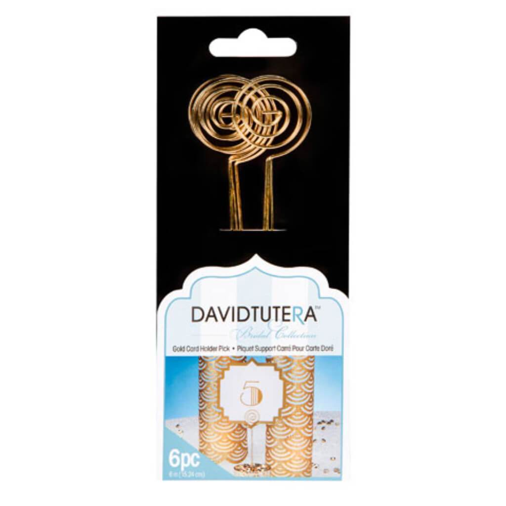 David Tutera Card Holder Picks Gold 6 inches 6 pieces