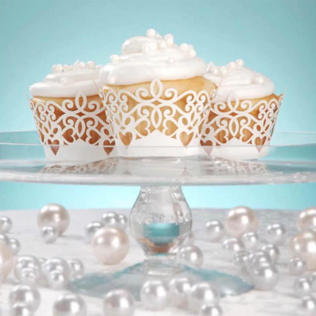 David Tutera Laser Cut Cupcake Wrap White Pearl Finish 