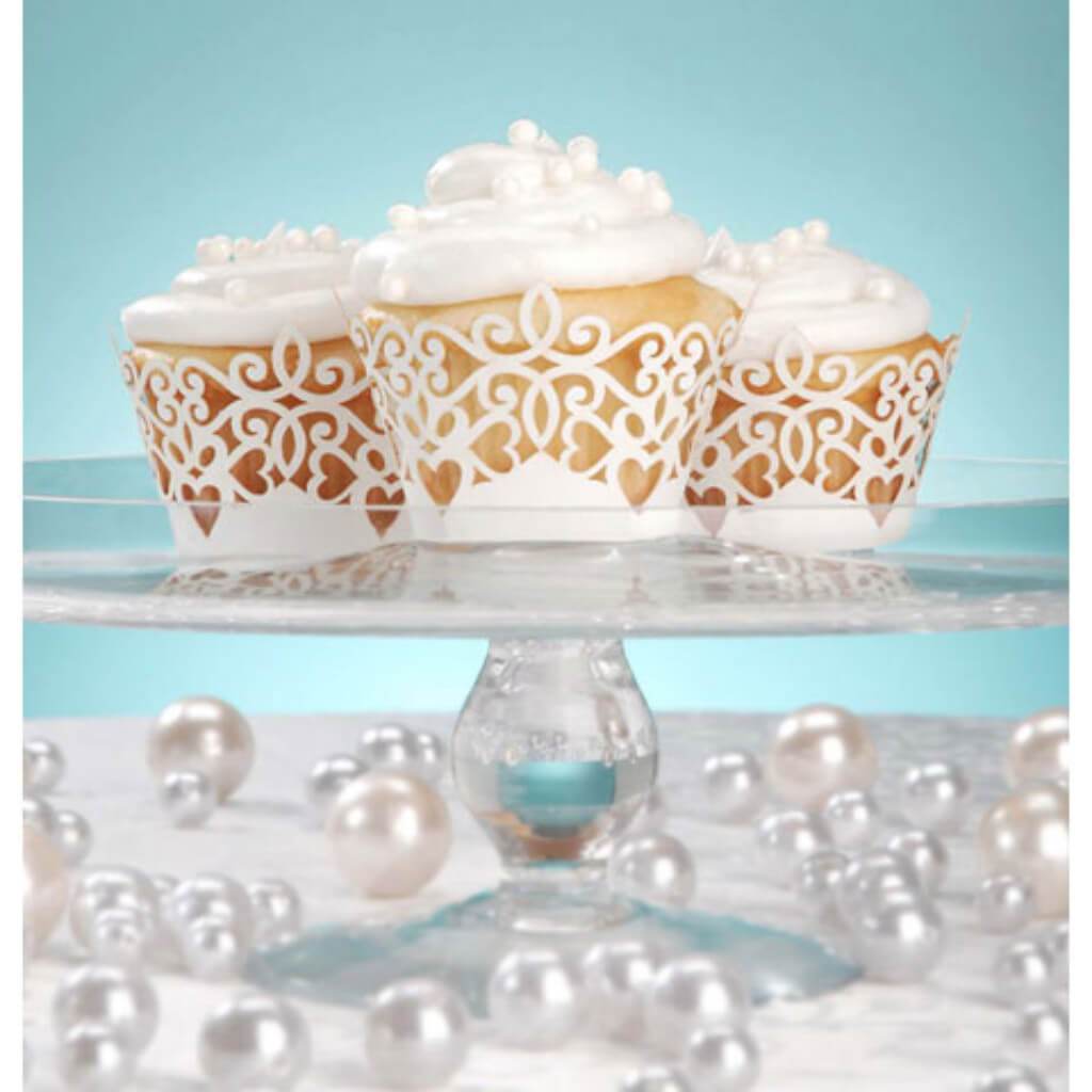 David Tutera Laser Cut Cupcake Wrap White Pearl Finish 