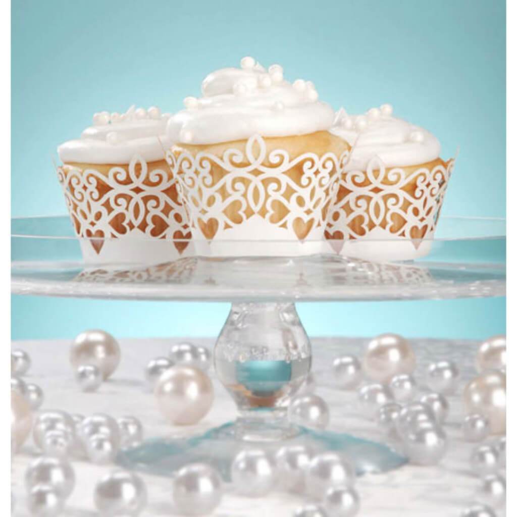 David Tutera Laser Cut Cupcake Wrap White Pearl Finish